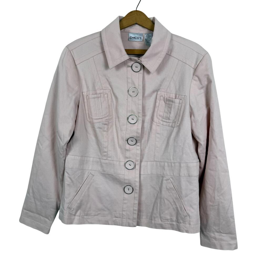 Chico's Women Light Pink Jacket Size 1 (US Medium/8) Lined Preppy Office Attire